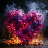 AI generated a burning heart made of fire photo