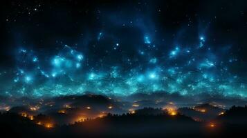 AI generated Stars and nebula blue background. photo