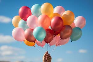 AI generated colorful balloons in the sky photo