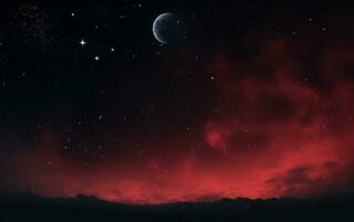 AI generated a moon seen under clear sky with stars photo