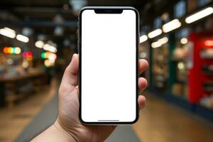 AI generated A phone with a white screen on the market side photo