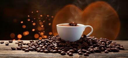 AI generated coffee beans and white cup photo