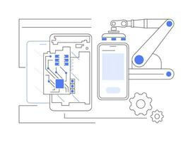 Smartphone assembling abstract concept vector illustration.