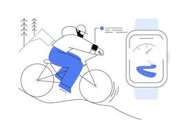 Smartwatch outdoor cycling tracking isolated cartoon vector illustrations.