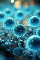 ai generado grupo de influenza virus flotante en el aire creado con generativo ai tecnología foto