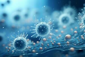 AI generated Group of Influenza Viruses Floating in the Air Created With Generative AI Technology photo