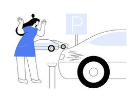 estacionamiento accidente resumen concepto vector ilustración.