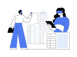 Virtual reality in architecture isolated cartoon vector illustrations.