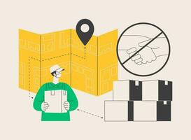 No-contact pick up and delivery abstract concept vector illustration.