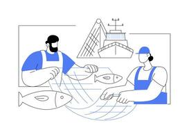 Fishing with net abstract concept vector illustration.