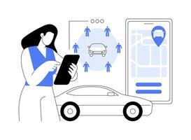 Booking a carsharing car abstract concept vector illustration.