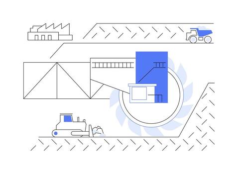 Open-pit mining abstract concept vector illustration.