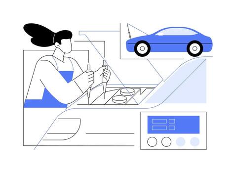 Automotive functionality check abstract concept vector illustration.