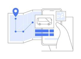 Smart bus app isolated cartoon vector illustrations.