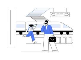 Waiting on a platform abstract concept vector illustration.