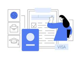 Fill in visa application form abstract concept vector illustration.