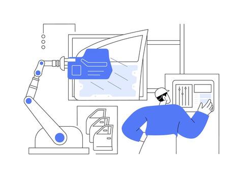 Collaborative robots use abstract concept vector illustration.