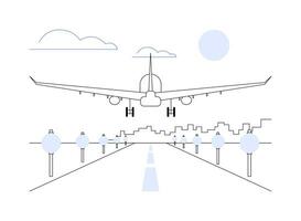 Landing airplane abstract concept vector illustration.