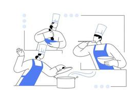 Teamwork in the kitchen abstract concept vector illustration.