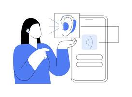 Hearing aids with phone compatibility isolated cartoon vector illustrations.