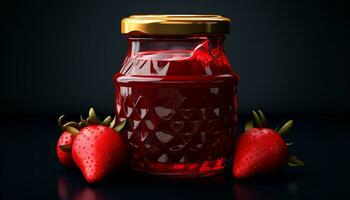 AI generated jam jelly bottle nutrition red photo