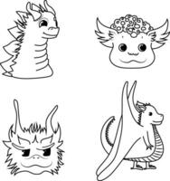 Dragon set hand drawn illustration vector