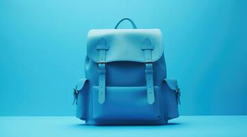 AI generated a blue backpack on a blue background photo