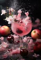AI generated apples and berries cocktail photo