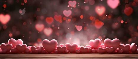 AI generated a white background with red hearts on top, bokeh panorama photo