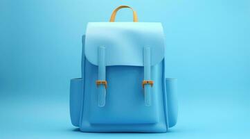 AI generated a blue backpack on a blue background photo