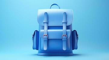 AI generated a blue backpack on a blue background photo