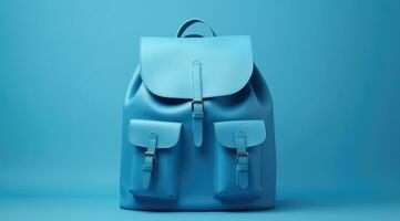 AI generated a blue backpack on a blue background photo