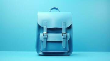 AI generated blue backpack on blue background photo