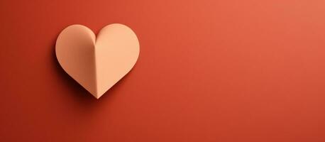 AI generated heart shape shaped out of paper on the red background photo