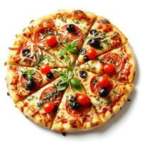 AI generated Hot Italian Pizza isolated on white photo