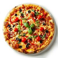 AI generated Hot Italian Pizza isolated on white photo