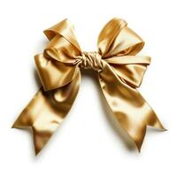 AI generated golden satin simple bow isolated photo