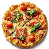 AI generated Hot Italian Pizza isolated on white photo