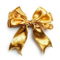 AI generated golden satin simple bow isolated photo