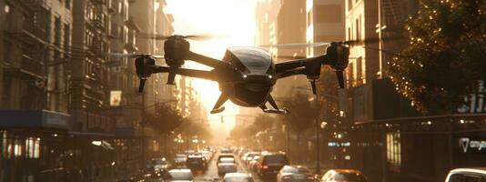 AI generated new york's urban autonomous drone photo