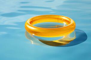 ai generado uno anillo flotante en un piscina foto