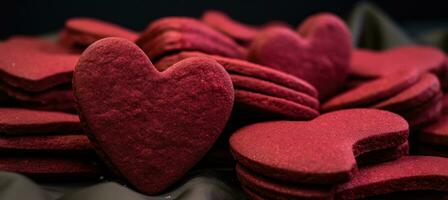 ai generado rojo corazón galletas hacer el mejor regalo para San Valentín día foto