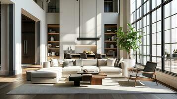 AI generated A modern interior design background, clean lines, chic furnishings, photo