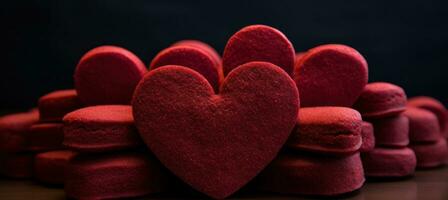 ai generado rojo corazón galletas hacer el mejor regalo para San Valentín día foto