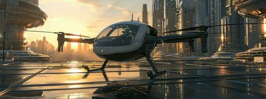 AI generated unmanned aerial vehicle air taxis photo