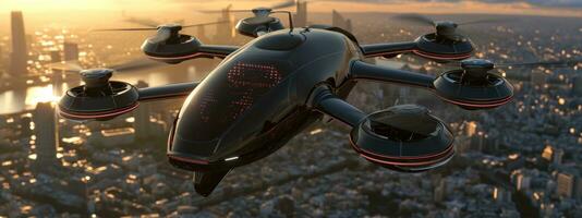 AI generated unmanned aerial vehicle air taxis photo