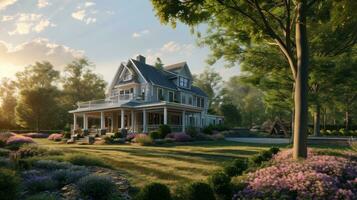 AI generated house in the country in modern country estate at lowes house for sale photo