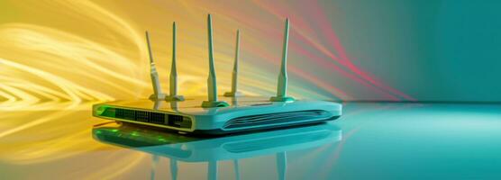 AI generated wireless router with smart technology sitting on top photo
