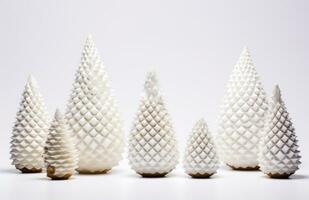 AI generated cones of various sizes and shapes on a white background photo