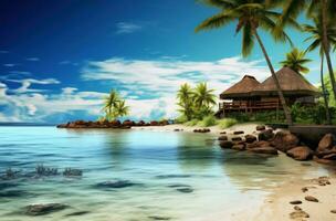 AI generated beach and lagoon wallpaper free photo